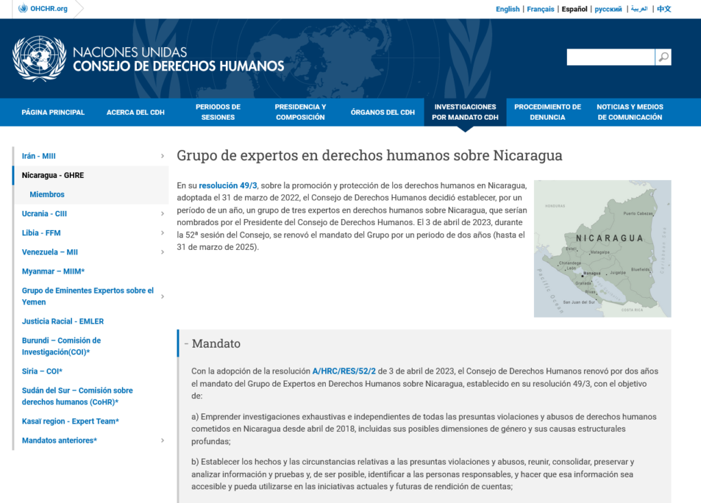 Grupo de expertos en derechos humanos sobre Nicaragua